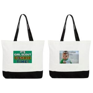 🔸️Cream & Black Colorblock Canvas Girl Scout Large Tote Bag